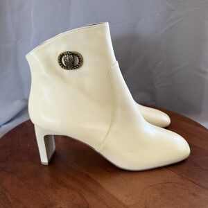 Kurt Geiger London Chelsea Square Toe Burnished Leather  Bone Women EU 41/US 10